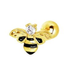 • Cartilage / Tragus Earring with a Bumblebee Design• Clear round prong set CZ on the head• Detailed design with Black Enamel stripes on the body• Bar Thickness : 16GA | 1.2mm• Bar Length : 1/4" | 6mm• Bumblebee Size : 9 x 6.5mm• Material : Gold Plated 316L Stainless Steel, Gold Plated Zinc Alloy, Enamel, Cubic Zirconia Cute Cartilage Earrings, Barbell Earrings, Tragus Earring, Front Back Earrings, Sapphire Earrings Studs, Sapphire Studs, Cartilage Earring, Crystal Dangle Earrings, Sparkly Earrings