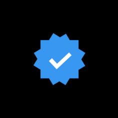 a blue tick symbol on a black background