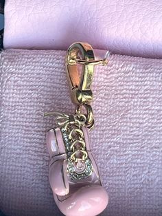 "** BRAND NEW! 100% authentic, in Original Box. ** ** RARE CHARM ** Beautiful Juicy Couture BOXING GLOVE Charm with gold plating on brass and rhinestone detail. Approximately 2\" long with lobster clasp. ** FREE USPS PRIORITY MAIL UPGRADE for domestic shipping **" Juicy Charms, Pink Boxing Gloves, Juicy Couture Charms Bracelet, Nose Ring Jewelry, Juicy Couture Bracelet, Boxing Glove, Stylist Tattoos, Juicy Couture Charms, Juicy Couture Jewelry