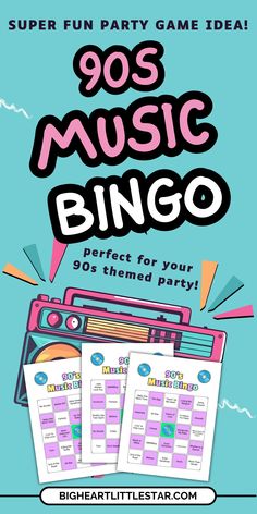 a flyer for the 90's music bingo party