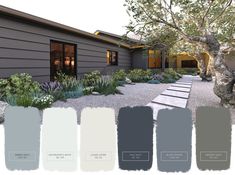 the exterior of a house with different shades of gray