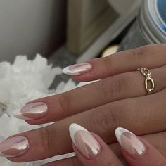 Chrome French, Bridal Nails, Prom Nails, Chic Nails, French Tip Nails, Chrome Nails