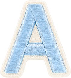 a light blue and white embroidered letter