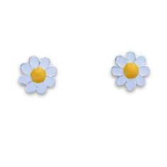 Sterling Silver White and Yellow Daisy Stud Earrings Our Sterling White and Yellow Daisy Earrings measure 3/8" Round or 8 mmThe earrings are presented on a custom printed earring card which is inside a jewelry box. 925 Sterling Silver Hypoallergenic White Earrings For Mother's Day, White Nickel-free Flower Earrings For Anniversary, White Sterling Silver Earrings For Mother's Day, White Birth Flower Earrings In Sterling Silver, White Sterling Silver Birth Flower Earrings, White Birth Flower Sterling Silver Earrings, White Birth Flower Earrings For Mother's Day, Personalized White Earrings For Mother's Day, Personalized White Earrings For Anniversary