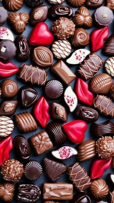 many different types of chocolates are arranged together