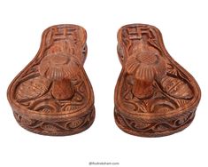 Paduka Details : Carved Red Sandalwood Charan Paduka. Pakuka is India's oldest, most quintessential footwear. The shoes are little more than a sole with a post and knob, which engaged between the big and second Toe. The Pakuka shoes exists in a variety of forms and materials throughout India. They are also made in varying shapes. This pair is elaborately carved and shaped as a foot. Although simple wooden padukas could be worn by common people, padukas of fine teak, ebony and sandalwood with ivo Traditional Sandals With Wooden Heel And Open Toe, Traditional Open Toe Sandals With Wooden Heel, Traditional Closed Toe Clogs, Traditional Closed Toe Clogs For Beach, Traditional Closed Toe Beach Clogs, Traditional Open Toe Clogs With Leather Sole, Paduka Sandals, Red Sandalwood, Swami Samarth