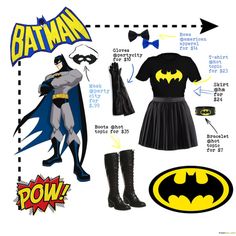 the batman costume is shown with instructions for how to wear it