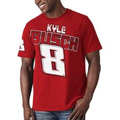 The Men's Starter Red Kyle Busch Special Teams T-shirt is a must-have for any Kyle Busch fan. Made from a comfortable cotton and polyester blend, this tee features the iconic Kyle Busch logo, making it the perfect way to show your support for the NASCAR star. Whether you're cheering him on at the track or just hanging out at home, this tee is sure to become a favorite. Hand wash, tumble dry low Crew neck Imported Officially licensed Screen print graphics Material: 60% Cotton/40% Polyester Brand: Red Sports Fan T-shirt For Streetwear, Red Jersey T-shirt For Sports Season, Red Team Jersey T-shirt, Red Jersey T-shirt With Team Name, Red Sports Fan T-shirt With Crew Neck, Red Crew Neck Sports Fan T-shirt, Red Sports Fan Graphic T-shirt, Red Sports Fan T-shirt With Graphic Print, Red Crew Neck T-shirt For Sports Events