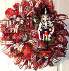 a wreath with a nutcracker on it