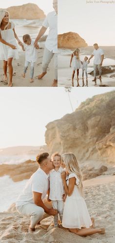 a family on the beach playing with each other