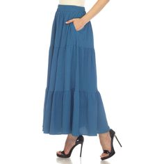 Elevate your fashion game with this flowy and effortlessly chic skirt. This maxi skirt from White Mark boasts a pleated design that adds texture, movement, and a touch of sophistication to your look. Dress it up or down as this skirt is incredibly versatile. Pair it with a tucked in blouse and heels for a sophisticated look or go for a more relaxed vibe with a tucked in tee and sandals and pair it with a jacket on chilly days. It’s perfect for various occasions and style preferences. Spring Maxi Dress With Voluminous Flared Skirt, Spring Relaxed Fit Tiered Maxi Dress, Chic Solid Color Maxi Skirt With Lining, Chic Lined Maxi Skirt, Spring Flowy Pleated Maxi Skirt, Spring Full Flowy Maxi Skirt, Spring Maxi Length Gathered Skirt, Spring Tiered Maxi Dress With Gathered Skirt, Spring Flowy Full Maxi Skirt