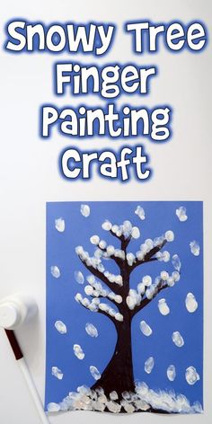 the snow tree finger painting craft is ready to be used for winter arts and crafts