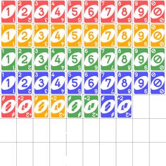 the numbers are arranged in different colors and sizes, with each number on one side