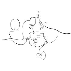 one line drawing of two people facing each other with their heads touching and looking at each other