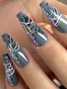 Texas Spring, Nails Extra, Cute Acrylic Nail Designs, Her Nails, Spring Valley, Gray Nails, Skin Nails, Nails Black