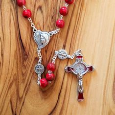 Red beads catholic rosary for women and girls.Rosary handmade in Medjugorje using 8mm red Murano glass beads and red colored St Benedict crucifix. Every 10-th bead is St Benedict medal.Medals and crucifix made in Italy.Rosary is wearable. 70 cm ring - 26" inches. Perfect gift to yourself or loved one, for any occasion.Message Card Holy Lady from Medjugorje Included.NOTE: Also we have Custom Gift cards, all You need to do at checkout is enter text You would like to write on Gift Card :)Feel free Handmade Red Rosary For Jewelry Making, Adjustable Red Rosary With 8mm Beads, Spiritual Rosary As Valentine's Day Gift, Red Spiritual Rosary As Gift, Red Crucifix Rosary As Gift, Handmade Red Rosary With Cross, Handmade Red Cross Rosary, Handmade Red Rosary, Spiritual Red Crucifix Rosary