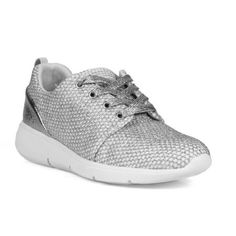 Feel comfortable with every step in these glittering fun style street sneakers featuring sporty matallic mesh fabric, lace-up front and a round-toe. Size: 7.5. Color: Silver. Gender: female. Age Group: adult. Pattern: metallic. Metallic Mesh, Street Sneakers, Fun Style, 5 Inch Heels, Adidas Tubular Defiant, Walmart Shopping, Casual Shoes Women, Mesh Fabric, Low Top