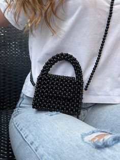 Chic Black Phone Bag As Gift, Chic Black Phone Bag For Gift, Chic Black Phone Bag Gift, Small Beaded Bag, Black Rectangular Phone Bag For Party, Rectangular Black Phone Bag For Party, Elegant Black Phone Bag Gift, Gift Black Beaded Shoulder Bag, Black Shoulder Bag Phone Bag As Gift