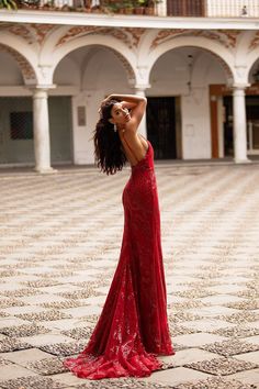 Rendira - Deep Red Backless Sequin Gown with V-Neck & Thin Straps – A&N Luxe Label Black Long Sleeve Cocktail Dress, Burgundy Wedding Theme, Prom Photoshoot, Backless Gown, Prom Poses, Red Dresses Classy, Red Gowns, Sequin Gown, Burgundy Wedding