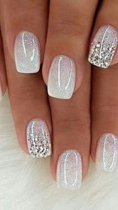 Nail Dip, Makijaż Smokey Eye, Cute Gel Nails, Short Acrylic Nails Designs, Nail Designs Glitter, Bridal Nails