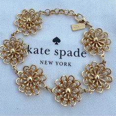 Beautiful, Rare And Unique! Hard To Find 3d Flowers In A Gold Shiny Tone. Aproxx 7” Long Suede Kate Spade Pouch Included Not The One In The Pictures Michael Michaud, Daisy Bracelet, 3d Flowers, Spade Jewelry, Kate Spade Jewelry, Kate Spade New York, Womens Jewelry Bracelets, The One, Kate Spade