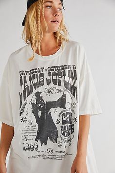 Janis Joplin Poster, Graphic Band Tees, Trendy Shirt Designs, Retro Graphic Tees, Janis Joplin, Concert Tees, Vintage Band, Boho Clothing, Tee Design