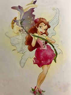 a painting of a fairy holding a flower