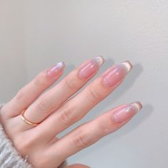 Gel Nails Shape, French Tip Acrylic Nails, Pretty Gel Nails, Cute Gel Nails, Soft Nails, Gradient Nails, Nails Desing