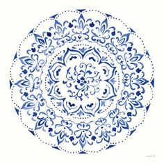 a blue and white circular design