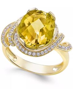 Macy's - Citrine (4-1/4 ct. t.w.) and White Topaz (1/3 ct. t.w.) Ring in 14k Gold-Plated Sterling Silver Elegant Topaz Ring With Pave Setting For Formal Occasions, Formal Yellow Diamond Ring With Pave Setting, Macy's Yellow Gold Round Diamond Ring, Macy's Diamond Ring With Accent Stones For Formal Occasions, Macy's Gemstone Wedding Rings, Macy's Gold Rings With Prong Setting, Macy's Yellow Gold Ring For Anniversary, Macy's Yellow Gold Anniversary Ring, Macy's Formal Gemstone Rings