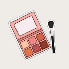 an open makeup palette and a brush on a white background