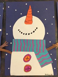 a snowman made out of construction paper