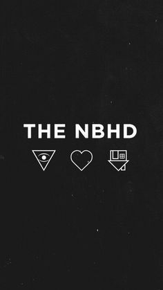 the n b h d logo is shown on a black background with white letters and symbols