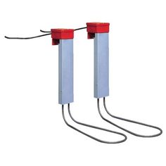 two red and silver wires connected to each other on a white background with no one in the photo