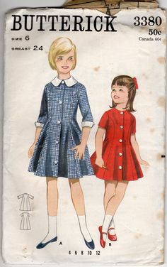 Vintage, 1950s, Girls dress, Butterick, size 6, 24 inch breast, inexpensive shipping Retro Fitted School Dress, Retro Fitted Dress For School, 1950s Girls, Childrens Sewing Patterns, Sewing Circles, Sewing Patterns Girls, Fashion 1950s, Dress Princess, Childrens Dress