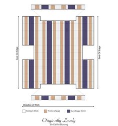 the floor plan for a living room with blue, brown and white striped rugs