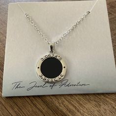 Nwt, Sterling Silver With Genuine Obsidian Center Black Engraved Necklaces For Anniversary, Engraved Black Necklaces For Anniversary, Everyday Black Engraved Necklaces, Black Stainless Steel Necklace For Anniversary, Everyday Black Engraved Necklace, Anniversary Black Stainless Steel Necklace, Everyday Nickel-free Black Necklace, Nickel-free Black Necklace For Everyday, Everyday Black Nickel-free Necklace