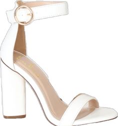 Elegant Sandals With Gold Buckle And Ankle Strap, Elegant Ankle Strap Sandals With Gold Buckle, Classic Gold Heels With Single Toe Strap, Elegant Open Toe Heels With Gold Buckle, Elegant High Heels With Gold Buckle, Elegant Heels With Gold Buckle And Block Heel, Elegant Block Heels With Gold Buckle, White Ankle Strap Heels, Single Sole Heels