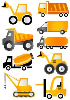 an image of construction vehicles on white background