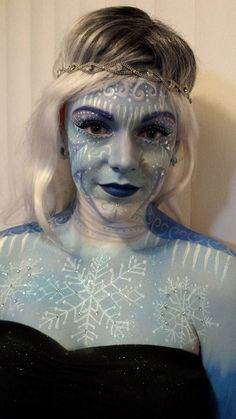 Snow Queen face paint makeup done by my 15 year old daughter on herself.  https://www.facebook.com/FaceArtbyRachel Paint Makeup, Face Paint Makeup, Face And Body, Face Paint, Makeup Artist, Year Old, Halloween Face Makeup