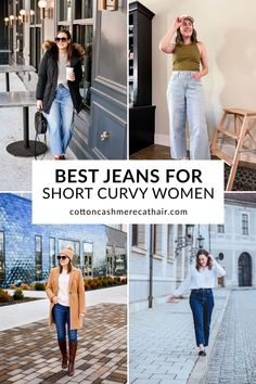 Looking for the best jean styles for short curvy women? Petite style blogger Kimi of Cotton Cashmere Cat Hair rounded up the best jeans for curvy petite ladies and shared a few outfit ideas to help you style your new jeans! Mom Jeans For Curvy, Outfit Ideas 30s For Women Curvy, How To Style Mom Jeans Curvy, Styles For Petite Curvy, Best Jeans For Short And Curvy, Mum Jeans Outfit Plus Size, Best Straight Leg Jeans For Curvy Women, Best Style Jeans For Short Women, Best Mom Jeans For Curvy