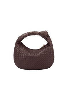 Elevate your accessories with this chic espresso brown small handwoven bag by Melie Bianco. Crafted from vegan leather and featuring a top zipper, it boasts a sophisticated polka dot lining and elegant gold-tone hardware. Keep your valuables secure with the interior zipper pocket. Recycled Vegan Leather 11.5"W x 7.5"H x 1"D Handle Drop: 3.5" Zipper Closure Gold-Tone Hardware Interior Zip & Slot Pockets OEKO-TEX Certified Lining Fits up to an iPhone 14 Pro Curvy Date Night Outfit, Air Clothes, Handwoven Bag, Knot Bag, Melie Bianco, Valentines Day Dresses, Mini Accessories, Espresso Brown, Valentine's Day Outfit