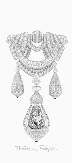 Regilla ⚜ Van Cleef & Arpels Diamond Brooches, Van Cleef And Arpels Jewelry, Gemstone Brooch, Van Cleef And Arpels, Pendant Watches, Luxury Diamonds, Fabulous Jewelry, Van Cleef Arpels, Emerald Jewelry