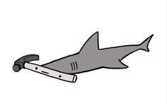 an image of a hammer with a shark on it's back and the bottom part of its body