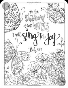 an adult coloring book with the words i'm the shadow of your wings