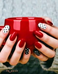 Unghie Sfumate, Red Nail Art, Polka Dot Nails, Pretty Nail Art Designs, Makijaż Smokey Eye, Pretty Nail Art, Nails Pink, Beautiful Nail Designs