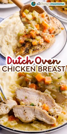 Dutch Oven Chicken Breast social collage graphic Moist Baked Chicken Recipes, Chicken In Dutch Oven Recipes, Dutch Oven Recipes Dinners Chicken, Chicken Breast In Dutch Oven, Moist Chicken Breast In Oven, Dutch Oven Chicken Breast Recipes, Oven Baked Boneless Chicken Breast, Dutch Oven Chicken Recipes, Oven Chicken Breast