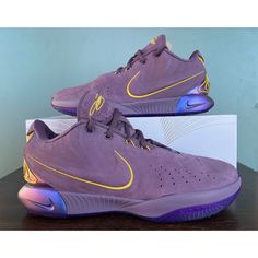 Nike Lebron Xxi 21 "Purple Rain" Basketball Shoes Men's Size 14 Fv2345-500 Condition: Shoes Are Brand New With Original Box. See All Pictures And Description For More Details. Size: Us Men's Size 14 (Us Women's Size 15.5 | Uk/Au Size 13 | Eur Size 48.5 | Cm 32) Color: Violet Dust / Purple Cosmos / University Gold Features: Exposed Construction On The Side Of The Heel Gives A Shell-Like Appearance A Zoom Air Unit In The Heel And Forefoot Supports Landing And Gives You A Propulsive Feeling It Is Paired With A Soft, Springy Foam To Help Ensure A Pillowy Feel Using Lightweight Materials, We Striated The Upper's Venting To Look Like The Veining Of A Shell, Helping Contain You During Explosive Dust Purple, Purple Cosmos, Lebron James Shoes, Adidas Crazy, Color Violet, Nike Lebron, Purple Rain, Us Man, Lebron James