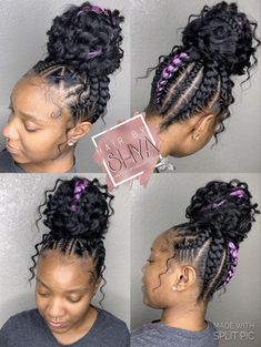 Feed In Bun, Braided Ponytail Weave, Braid Bun Updo, Ponytail Weave, Messy Bun Updo, Messy Curly Bun, Feed In Braids, Messy Bun With Braid, Braid Videos