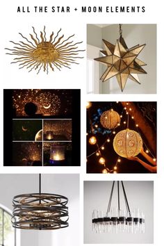 a collage of photos with stars and lights in the background, text overlay reads all the star + moon elements